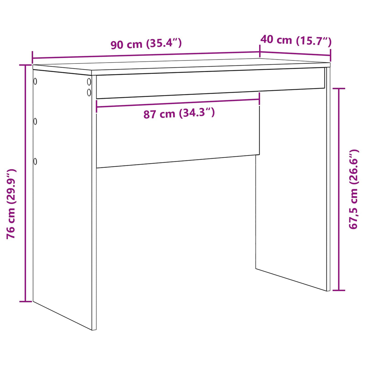 Stol Bijelo 90 x 40 x 76 cm
