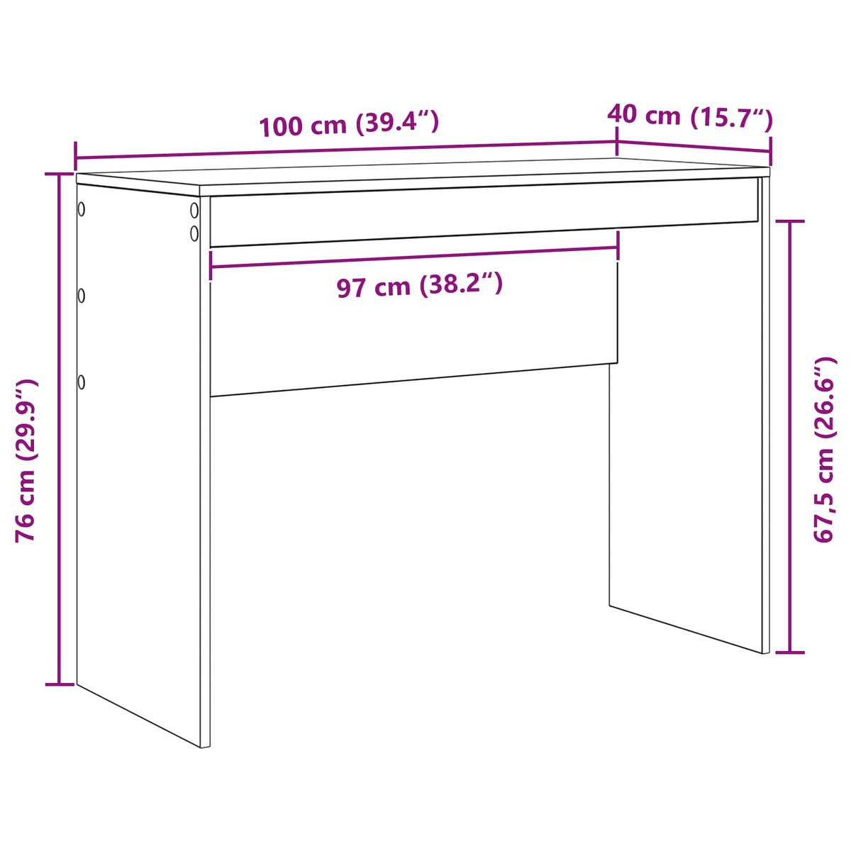 Stol Bijelo 100 x 40 x 76 cm