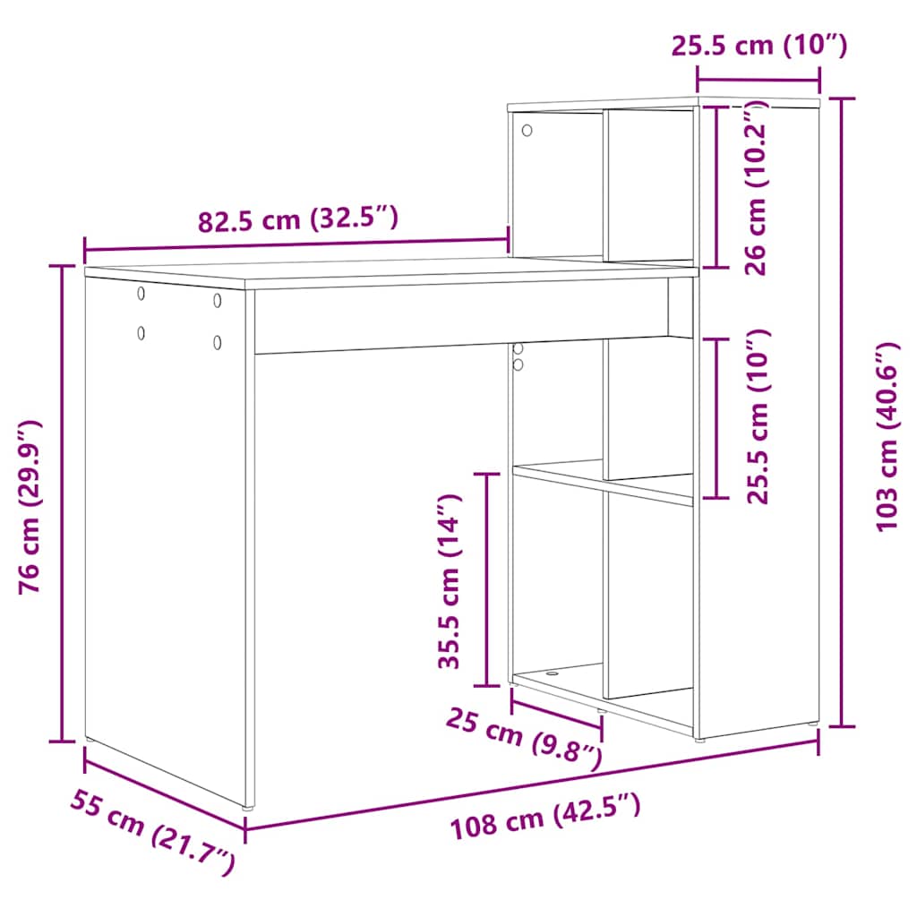 Stol Betonski sivi 108 x 55 x 103.5 cm Konstruirano drvo