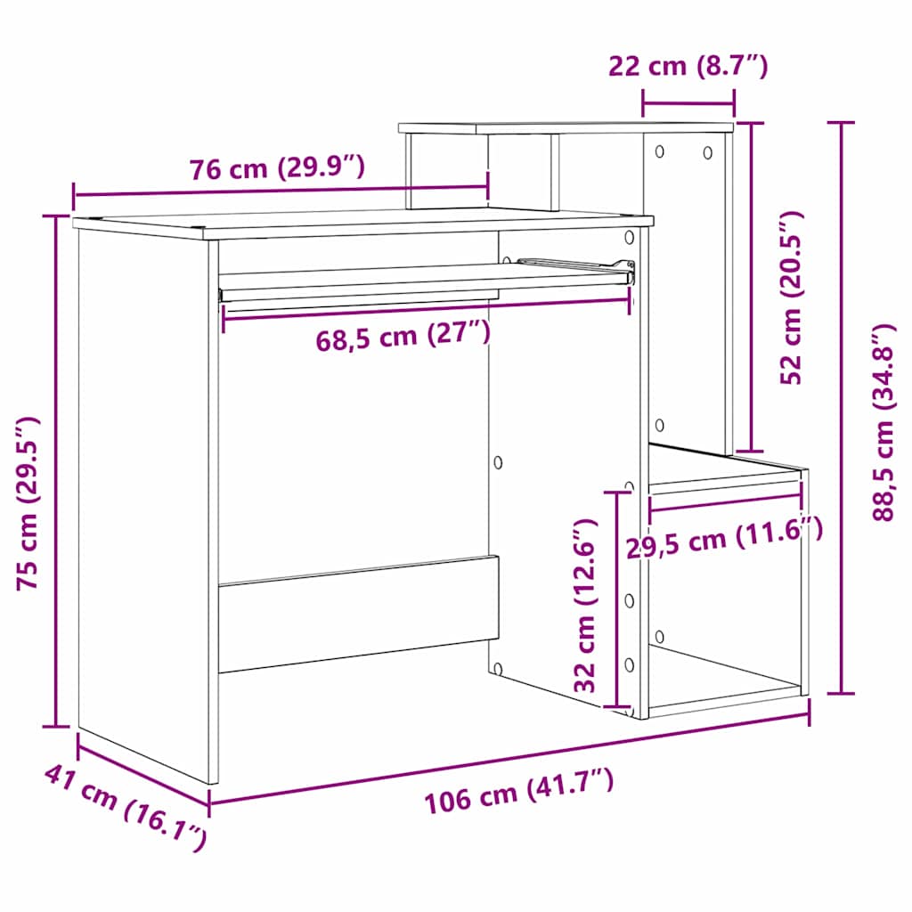 Stol Dimljeni hrast 106 x 41 x 88.5 cm Konstruirano drvo