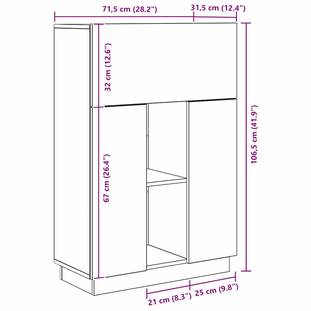 Stol Siva Sonoma 71.5 x 31.5 x 106.5 cm Konstruirano drvo