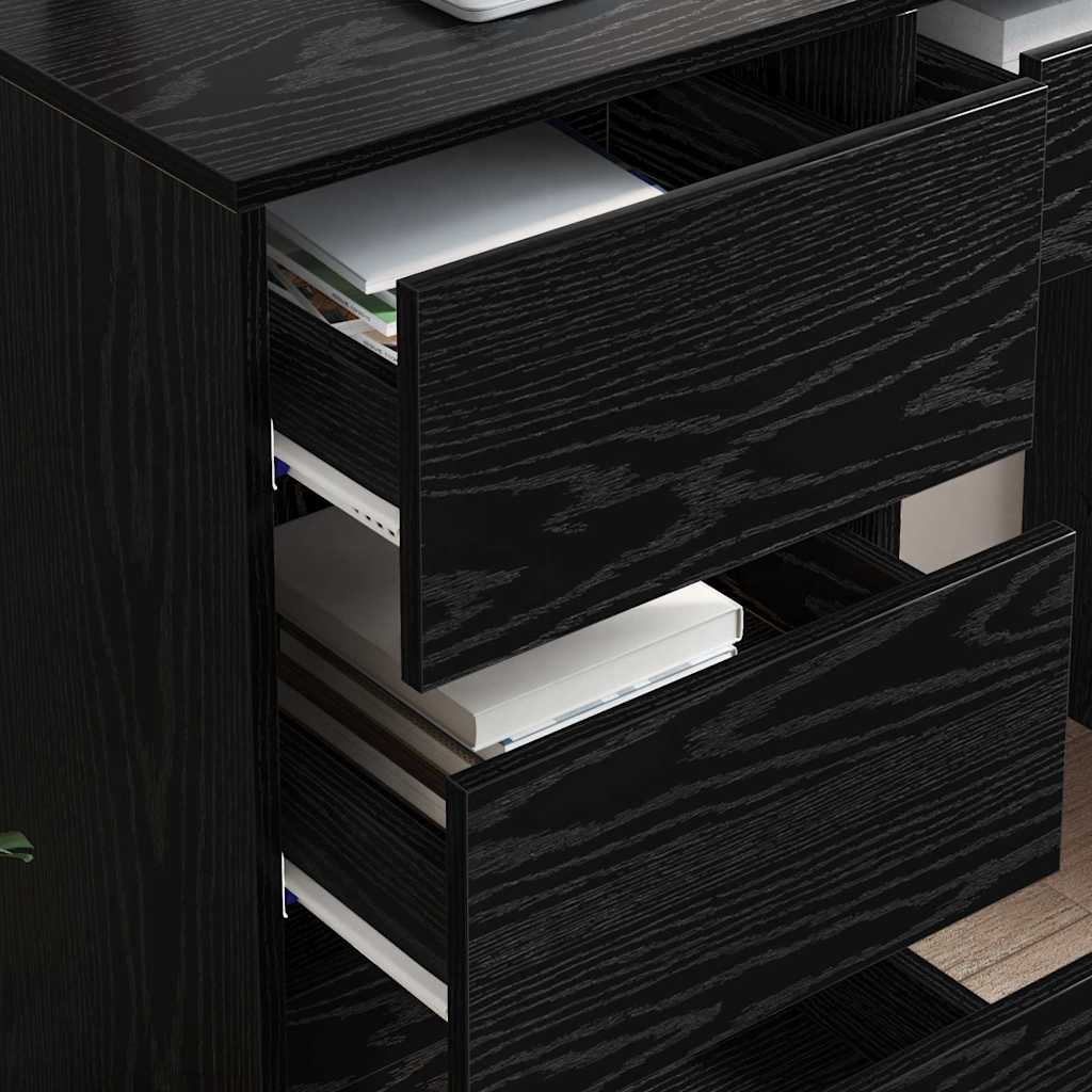 Stol s ladicama Crni hrast 90 x 37.5 x 75 cm Konstruirano drvo
