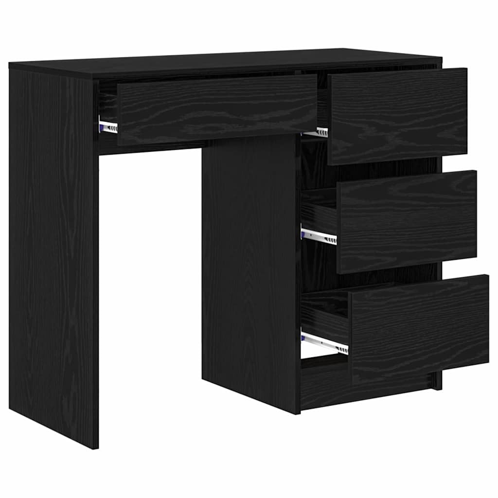 Stol s ladicama Crni hrast 90 x 37.5 x 75 cm Konstruirano drvo