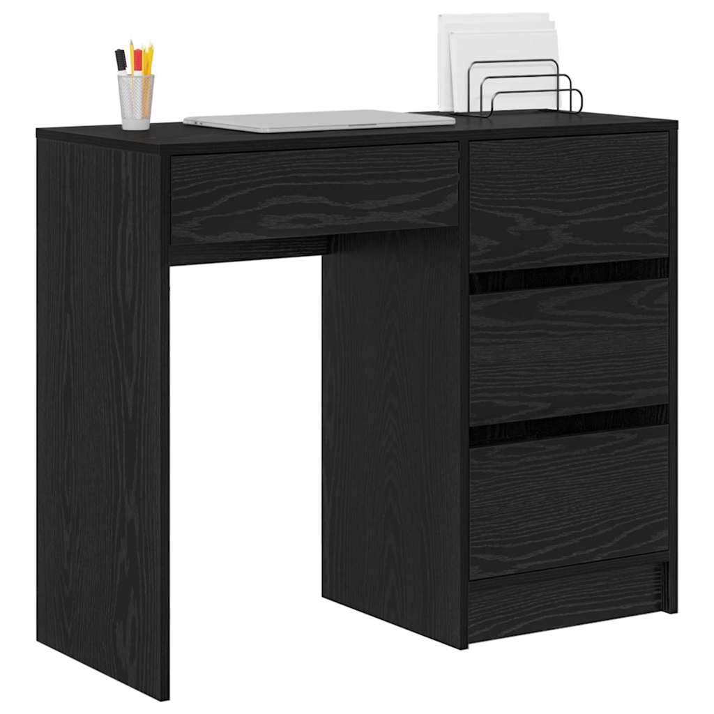 Stol s ladicama Crni hrast 90 x 37.5 x 75 cm Konstruirano drvo