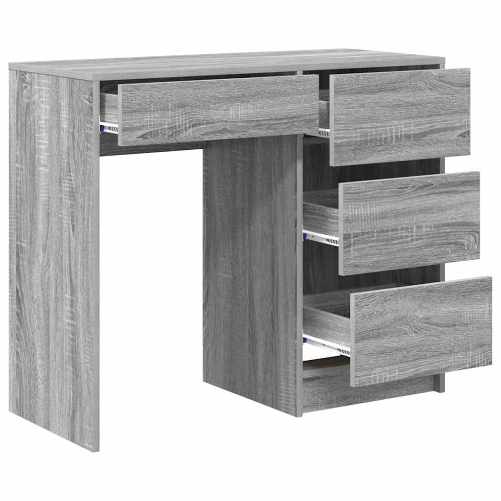 Stol s ladicama Siva Sonoma 90 x 37.5 x 75 cm Konstruirano drvo