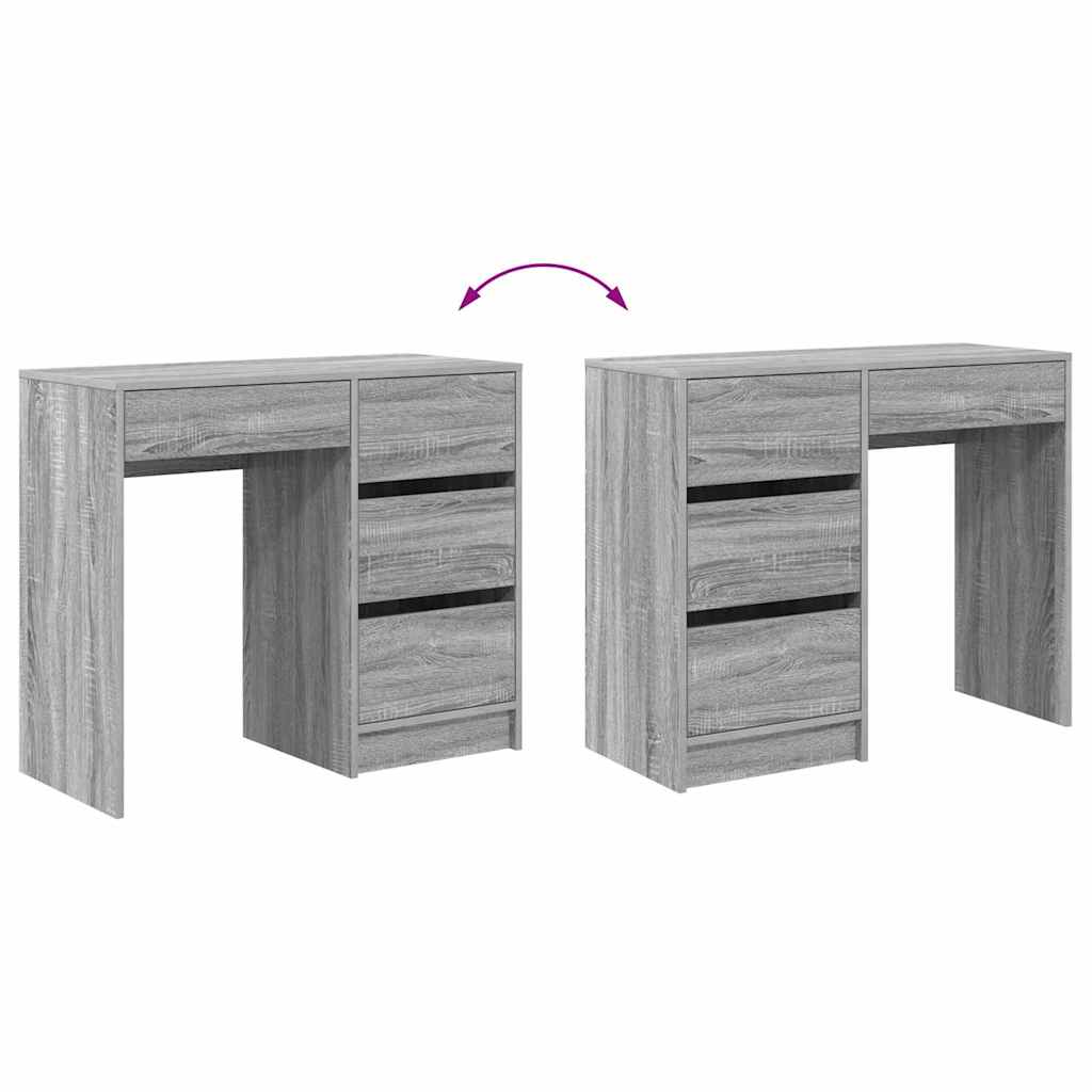 Stol s ladicama Siva Sonoma 90 x 37.5 x 75 cm Konstruirano drvo