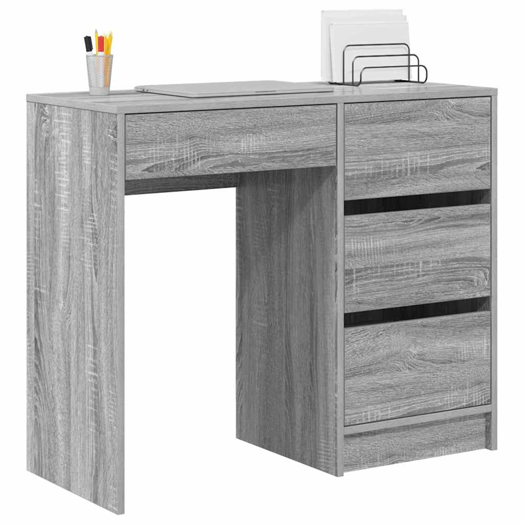 Stol s ladicama Siva Sonoma 90 x 37.5 x 75 cm Konstruirano drvo