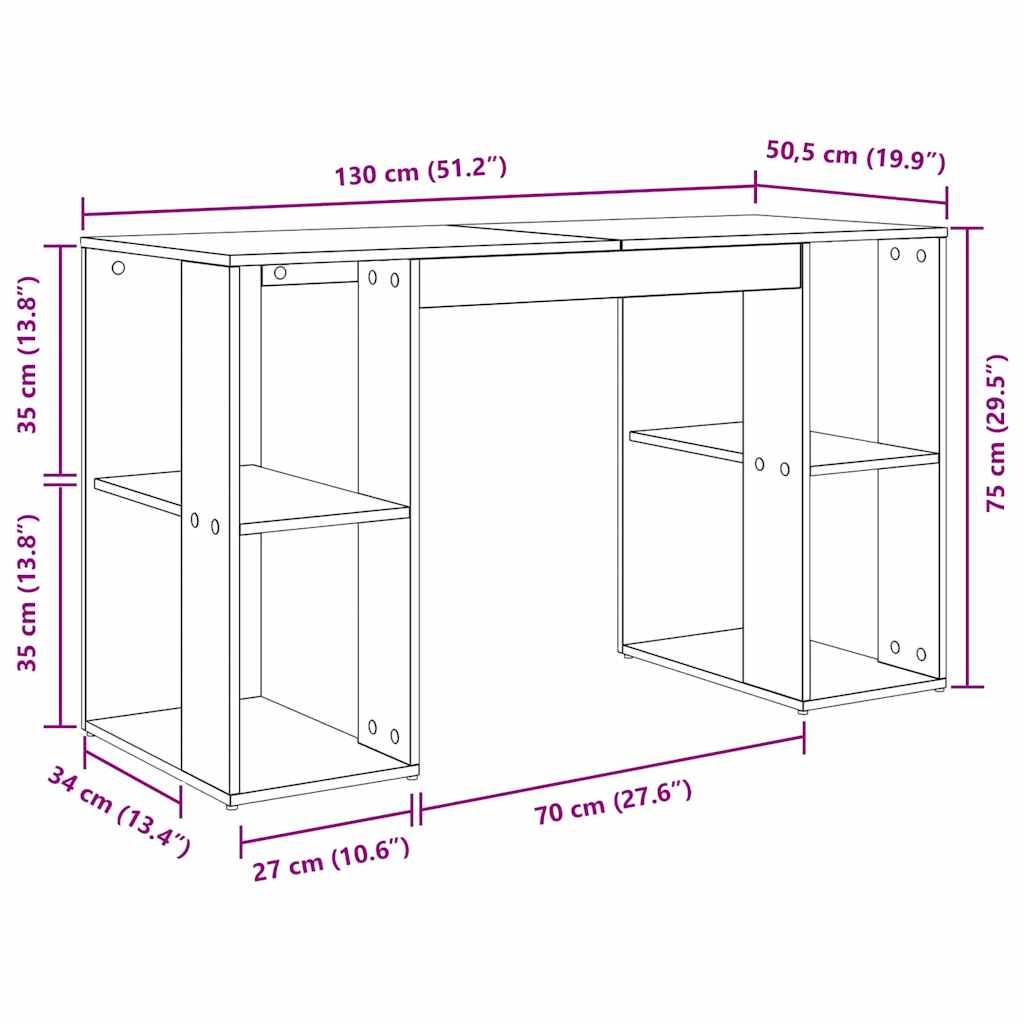 Stol s policom Staro drvo 130 x 50.5 x 75 cm Konstruirano drvo