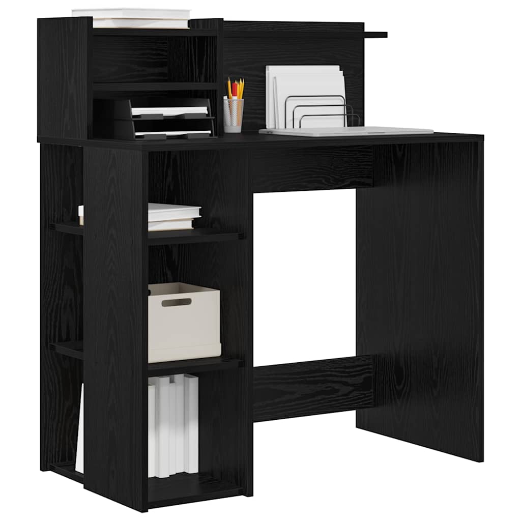 Stol s policom Crni hrast 90 x 48 x 101,5 cm Konstruirano drvo