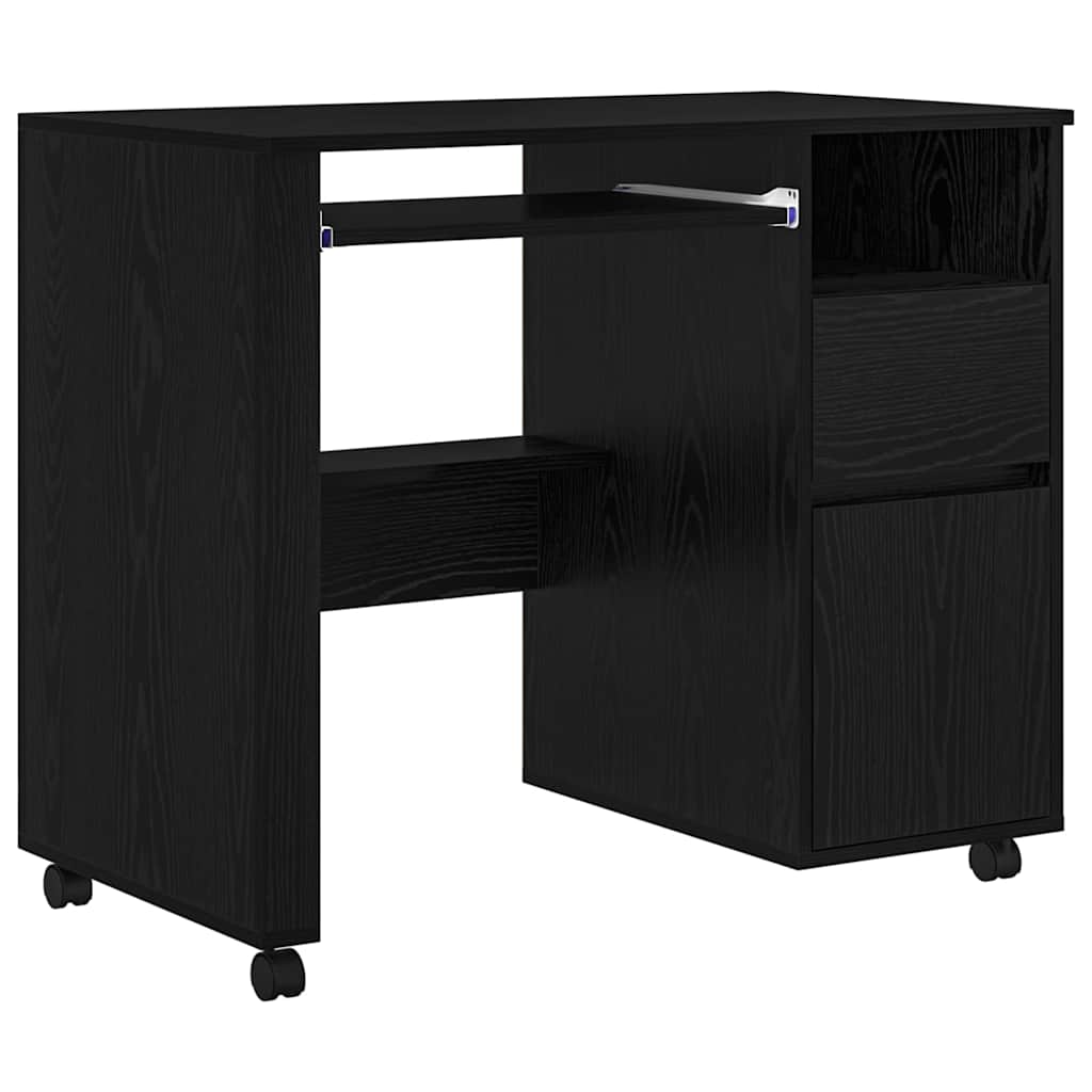 Stol s kotačićima Crni hrast 91 x 50 x 77 cm Konstruirano drvo