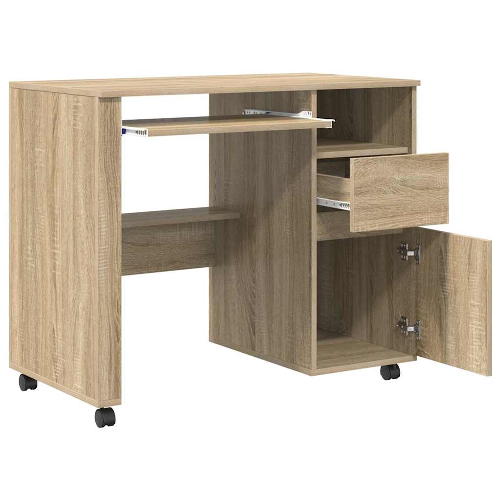 Stol s kotačićima s ladicama Sonoma hrast 91 x 50 x 77 cm
