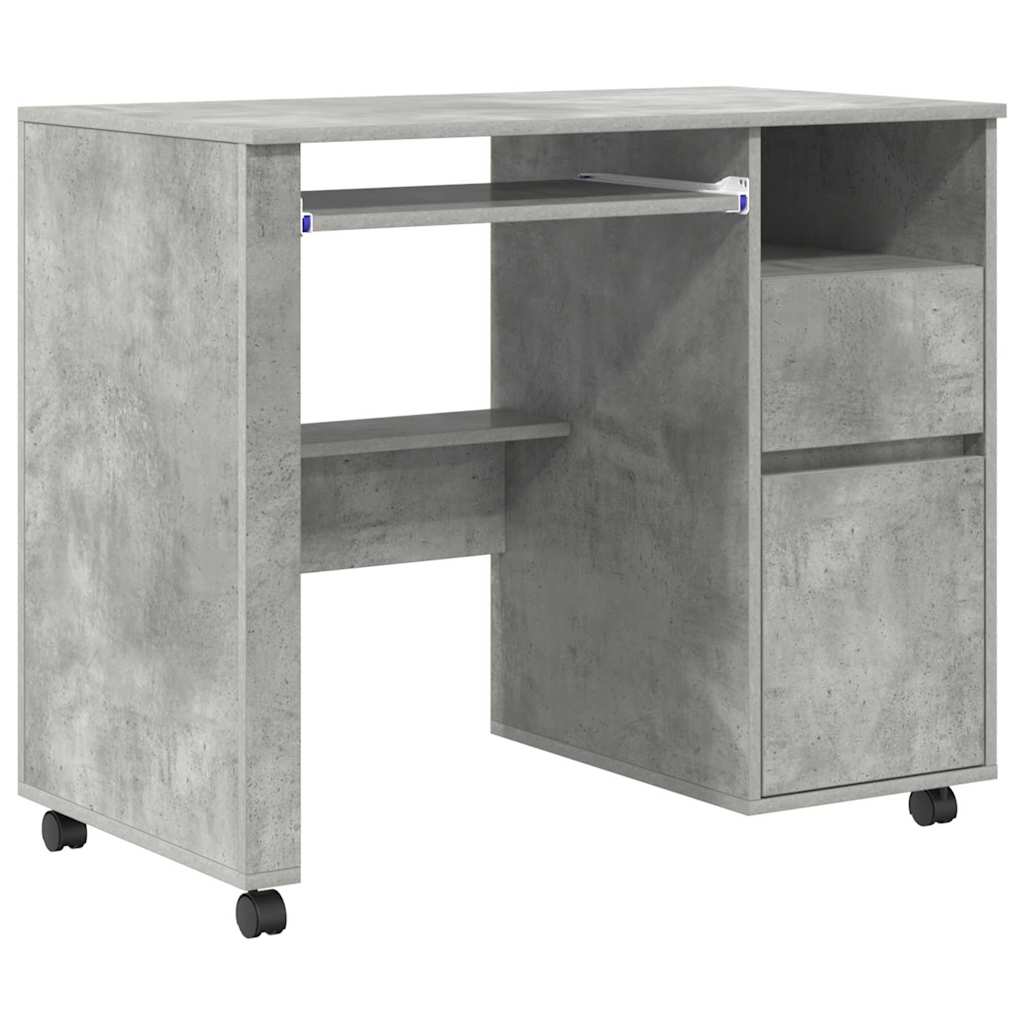 Stol s kotačićima s ladicama Betonski sivi 91 x 50 x 77 cm