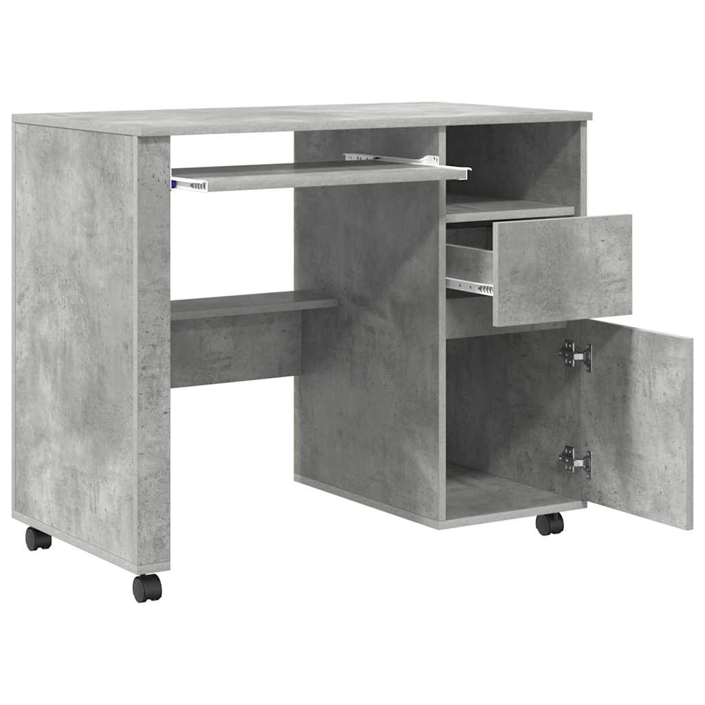 Stol s kotačićima s ladicama Betonski sivi 91 x 50 x 77 cm