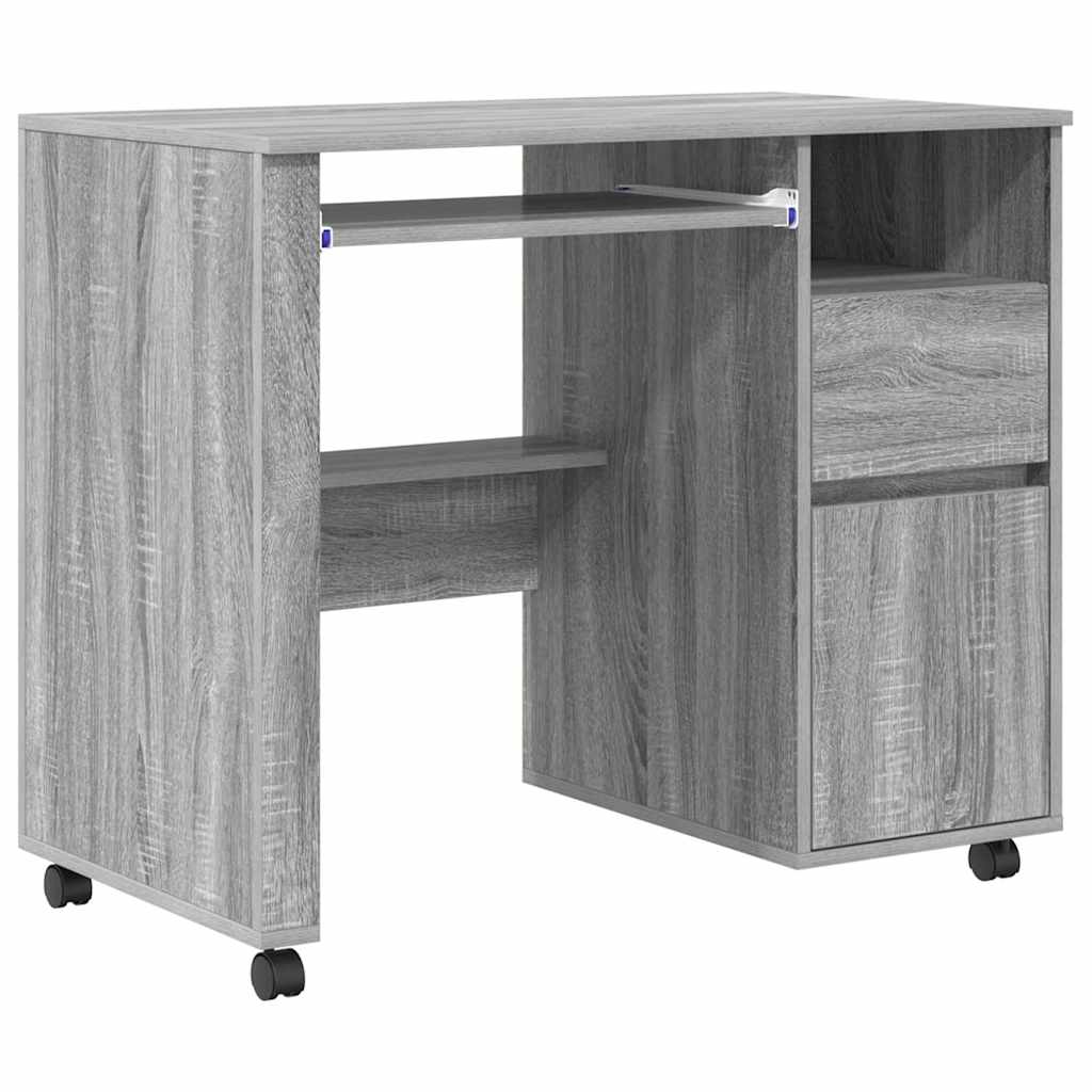Stol s kotačićima Siva Sonoma 91 x 50 x 77 cm Konstruirano drvo