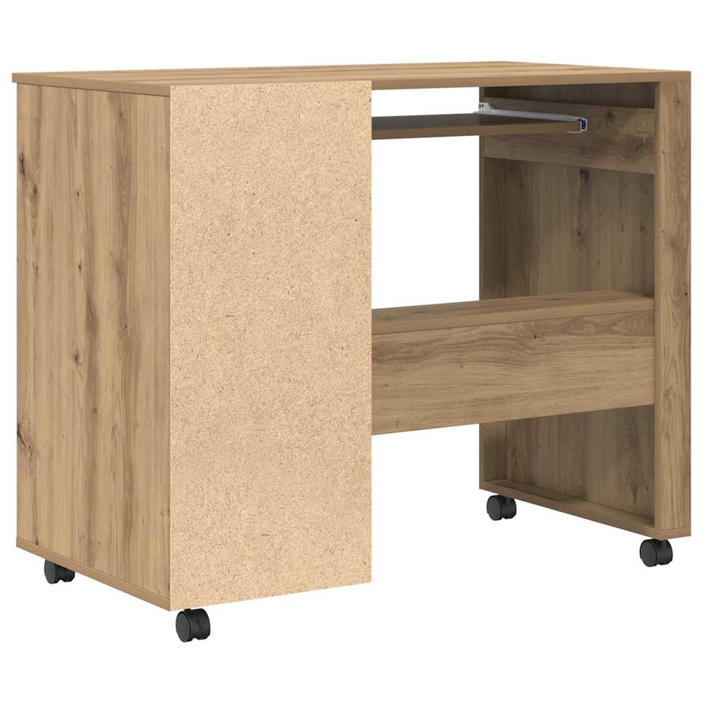 Stol s kotačićima s ladicama Umjetnički hrast 91 x 50 x 77 cm