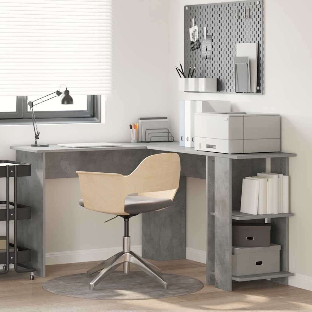 Kutni stol Betonski sivi 140 x 113,5 x 75 cm Konstruirano drvo