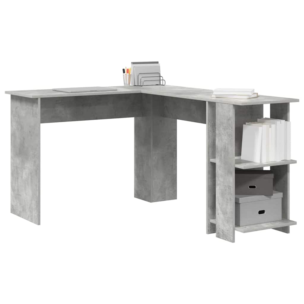 Kutni stol Betonski sivi 140 x 113,5 x 75 cm Konstruirano drvo