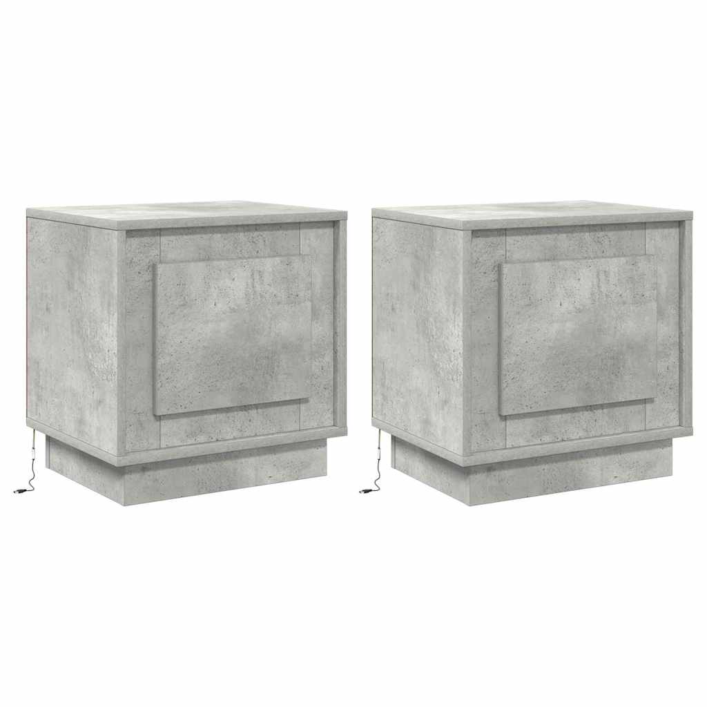 Noćni ormar S LED lampica 2 pcs Betonski sivi 44 x 34,5 x 45 cm