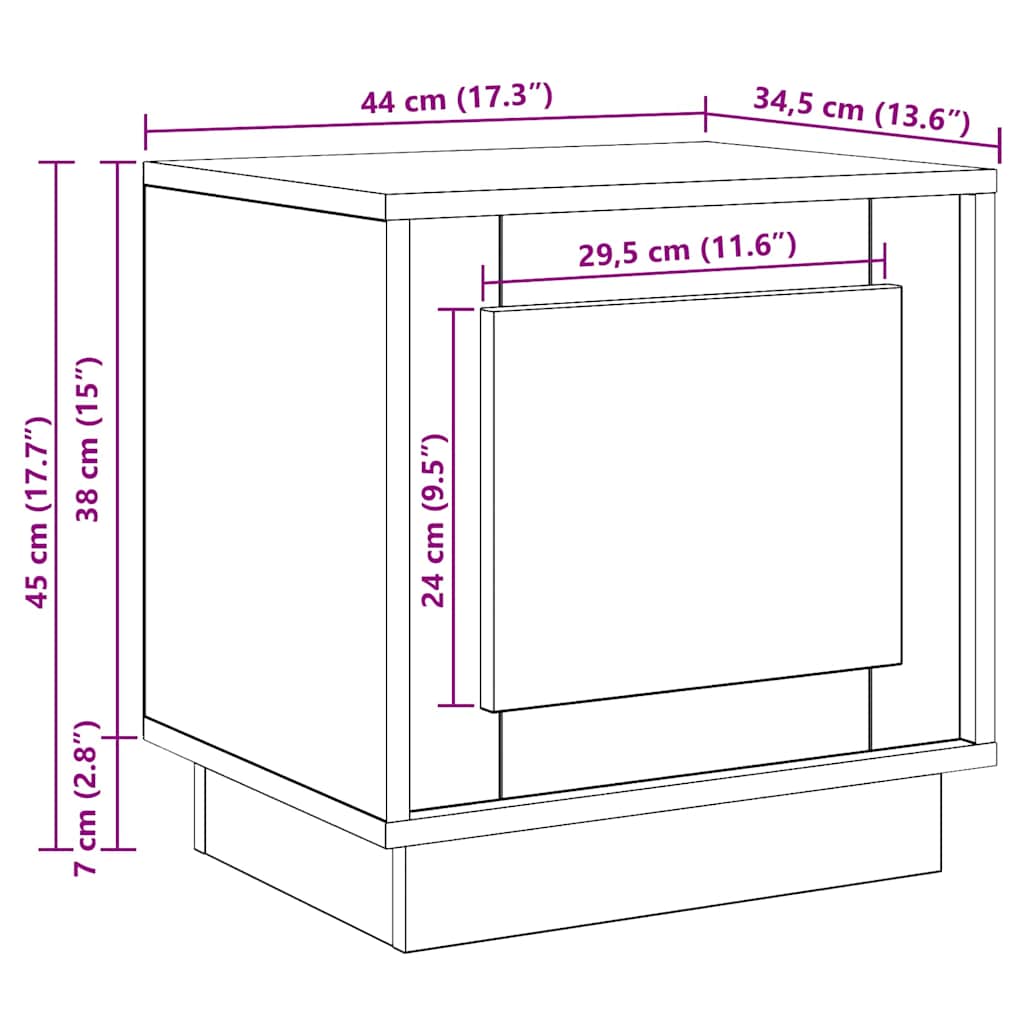 Noćni ormar Dimljeni hrast 44 x 34,5 x 45 cm Konstruirano drvo