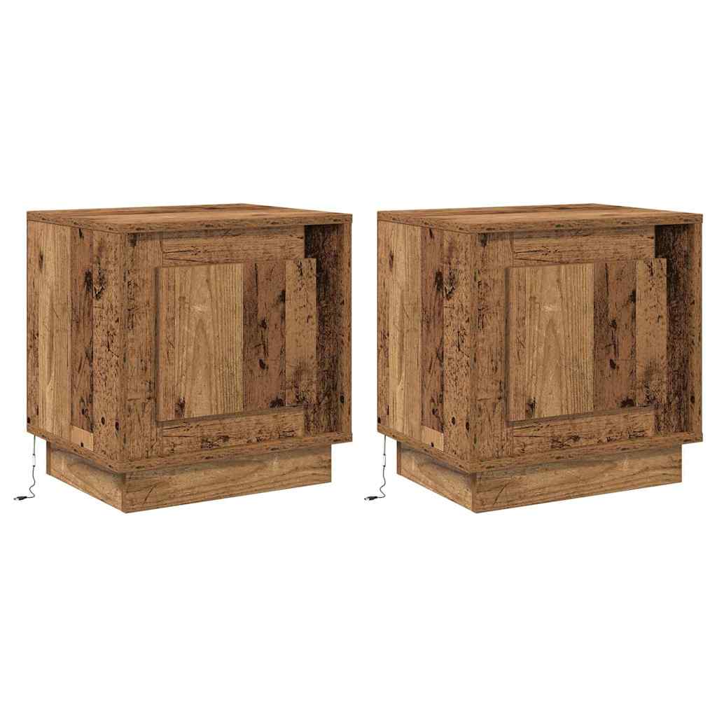 Noćni ormar S LED lampica 2 pcs Staro drvo 44 x 34,5 x 45 cm