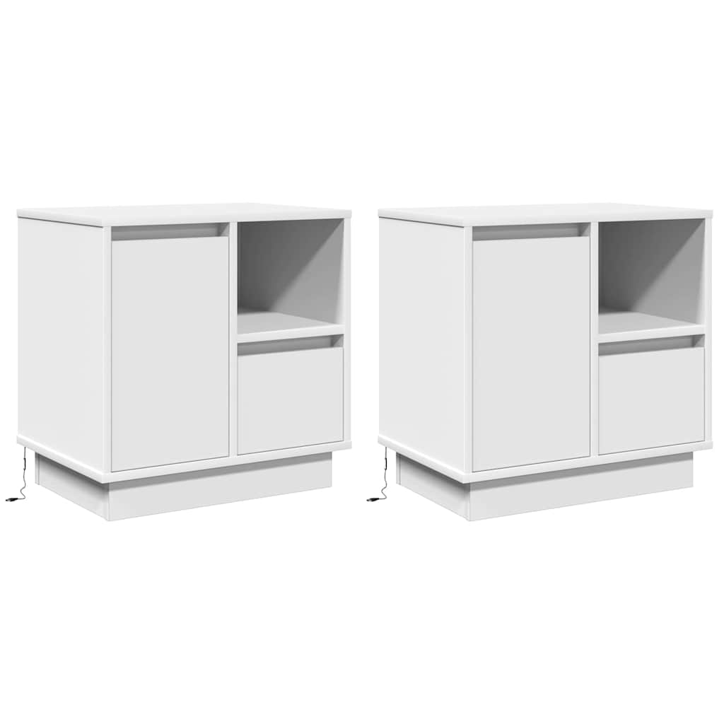 Noćni ormar 2 pcs Bijelo 50 x 34,5 x 50 cm. Konstruirano drvo