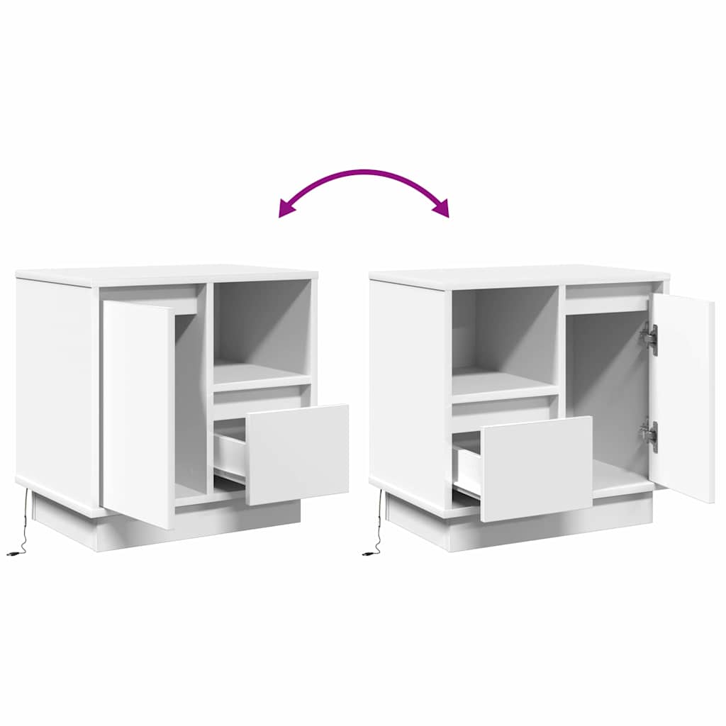Noćni ormar 2 pcs Bijelo 50 x 34,5 x 50 cm. Konstruirano drvo