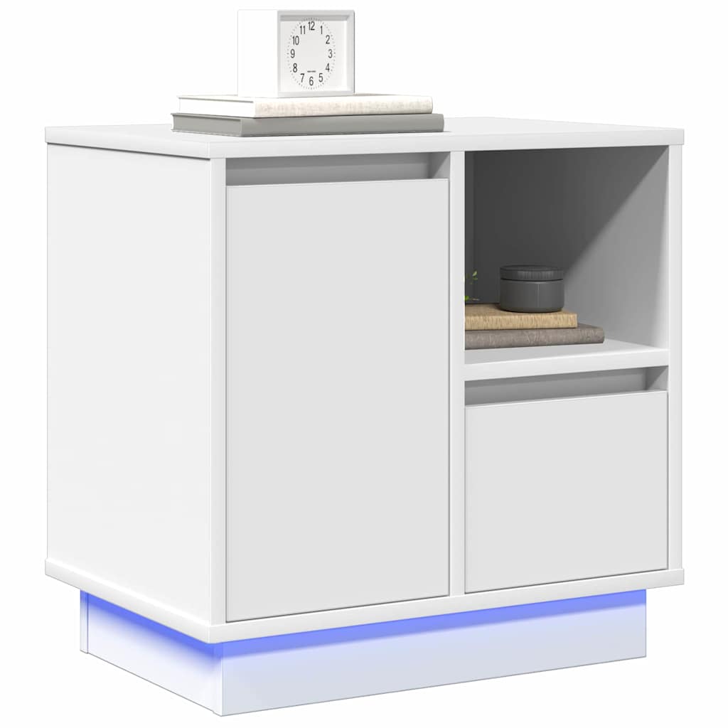 Noćni ormar 2 pcs Bijelo 50 x 34,5 x 50 cm. Konstruirano drvo