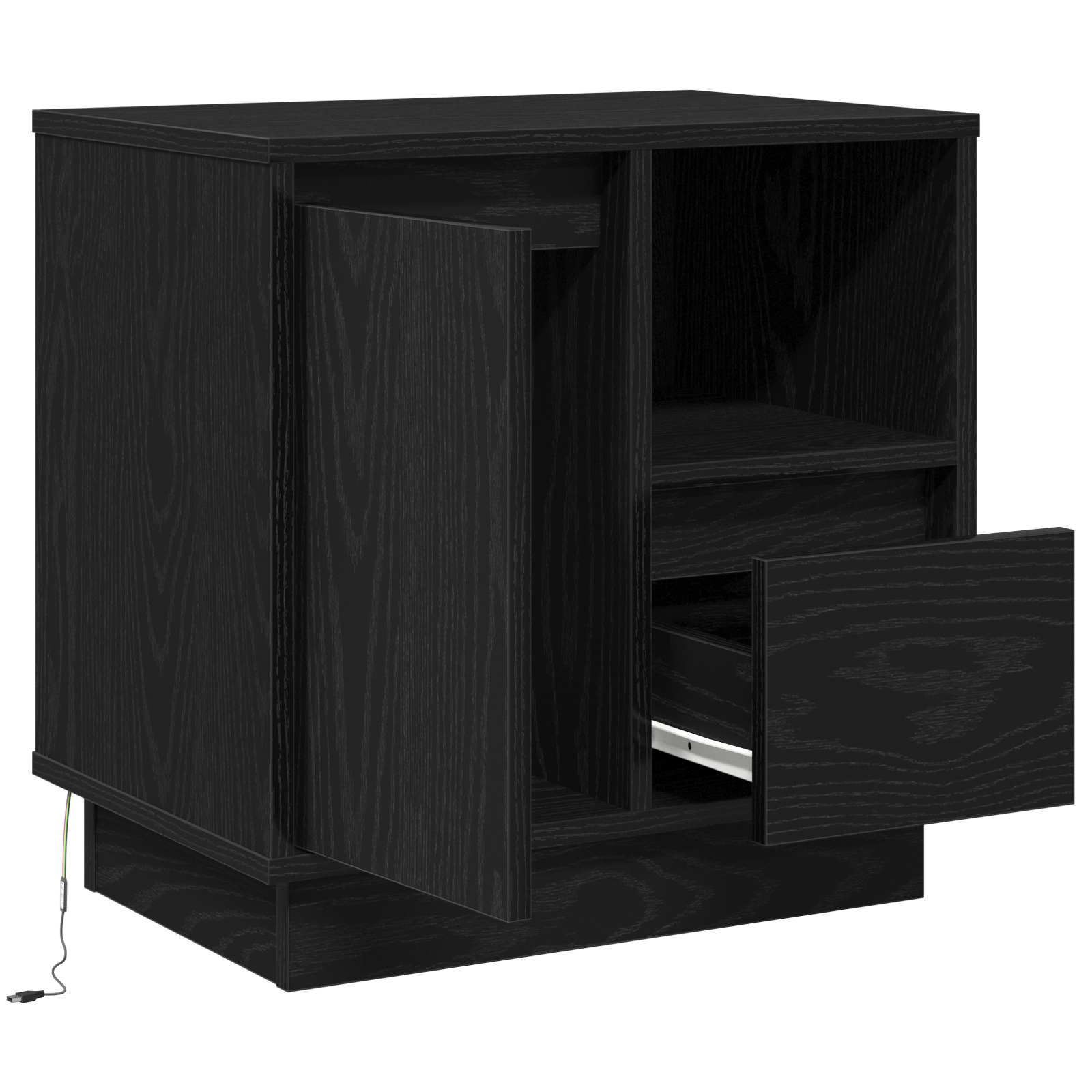 Noćni ormar Crni hrast 50 x 34,5 x 50 cm. Konstruirano drvo