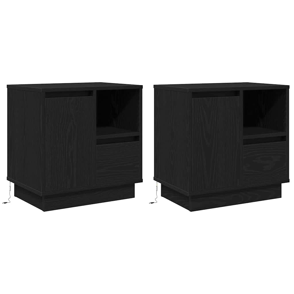 Noćni ormar s ladicama 2 pcs Crni hrast 50 x 34,5 x 50 cm.