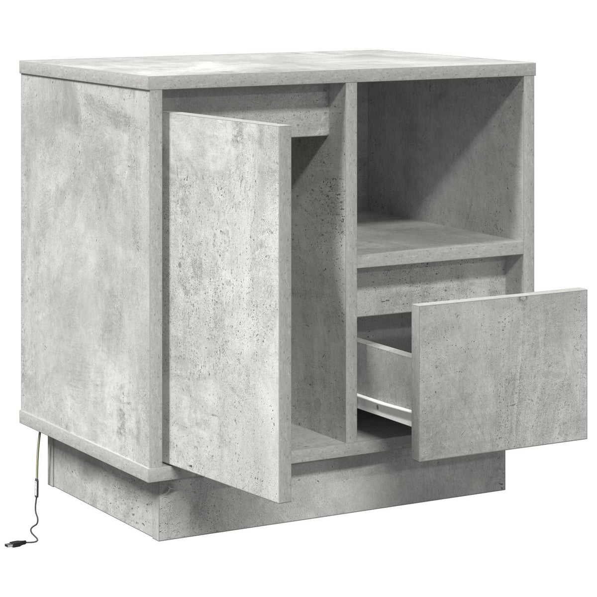 Noćni ormar Betonski sivi 50 x 34,5 x 50 cm. Konstruirano drvo
