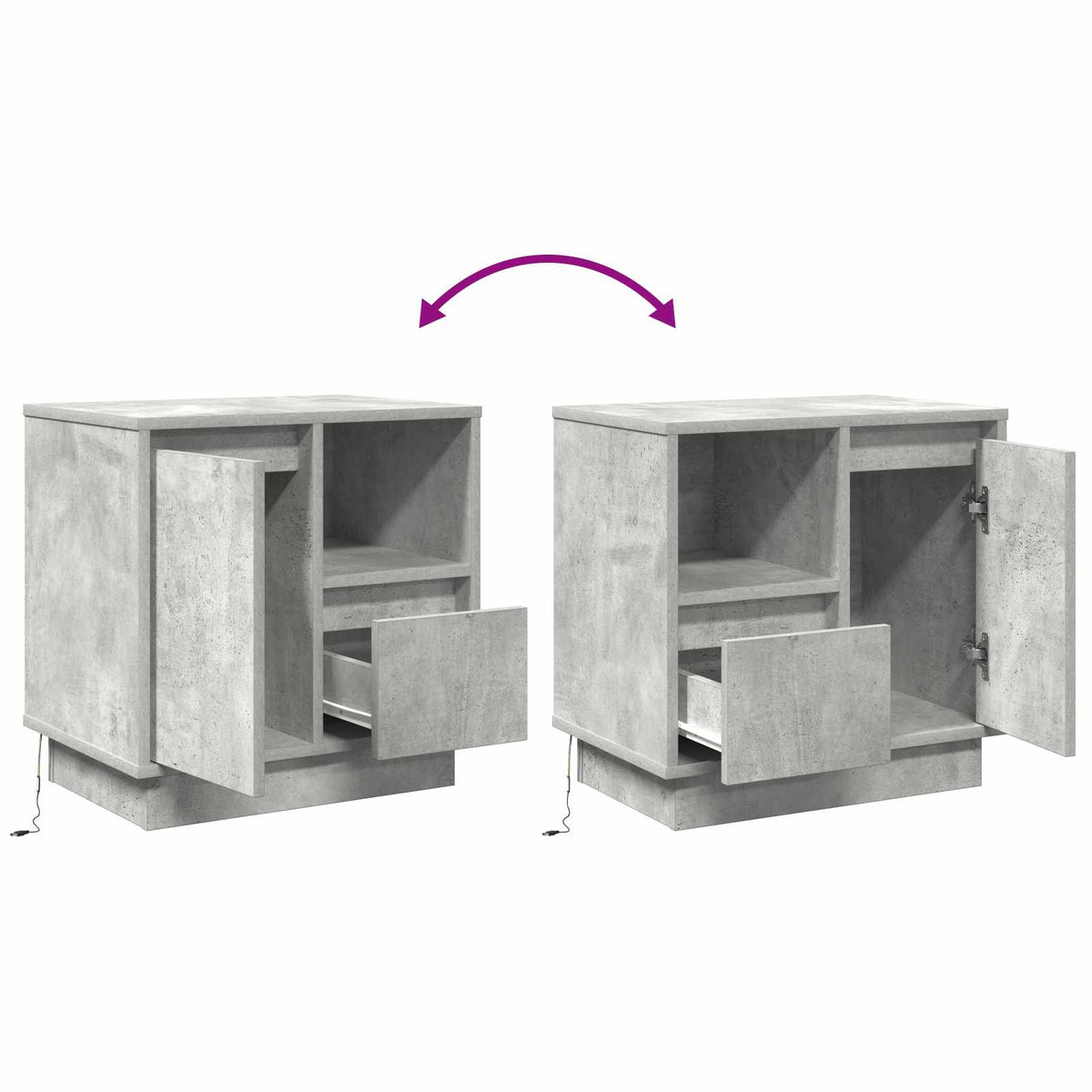 Noćni ormar s ladicama 2 pcs Betonski sivi 50 x 34,5 x 50 cm.
