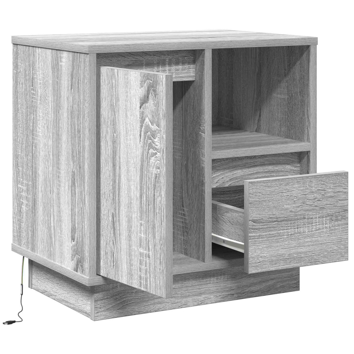 Noćni ormar Siva 50 x 34,5 x 50 cm. Konstruirano drvo