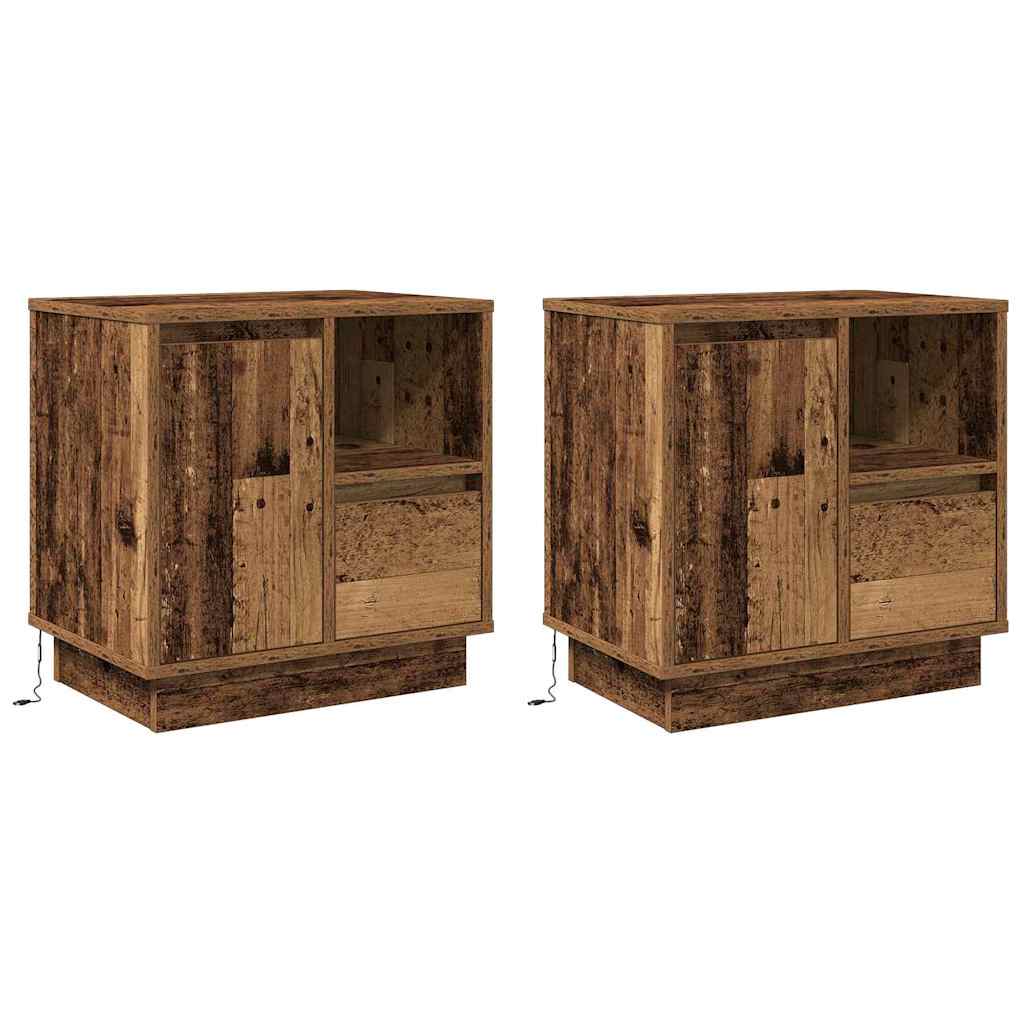Noćni ormar s ladicama 2 pcs Staro drvo 50 x 34,5 x 50 cm.