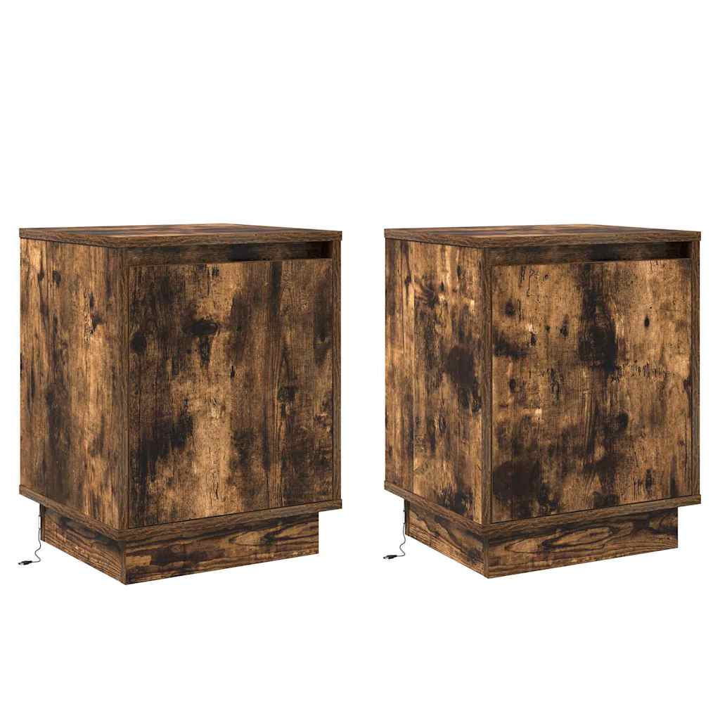 Noćni ormar s 2 pcs Dimljeni hrast 39 x 34.5 x 50 cm