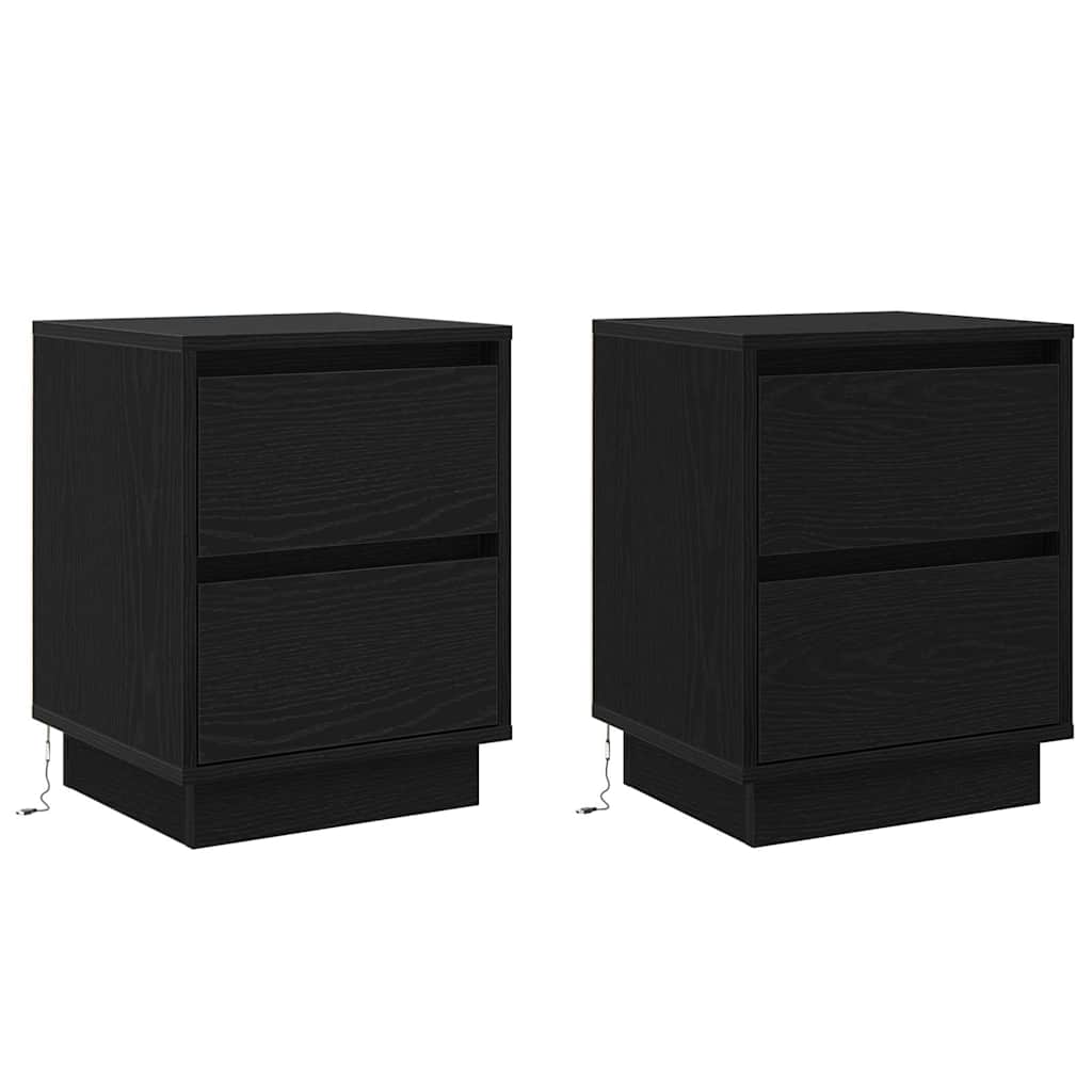 Noćni ormar s ladicama 2 pcs Crni hrast 39 x 34,5 x 50 cm