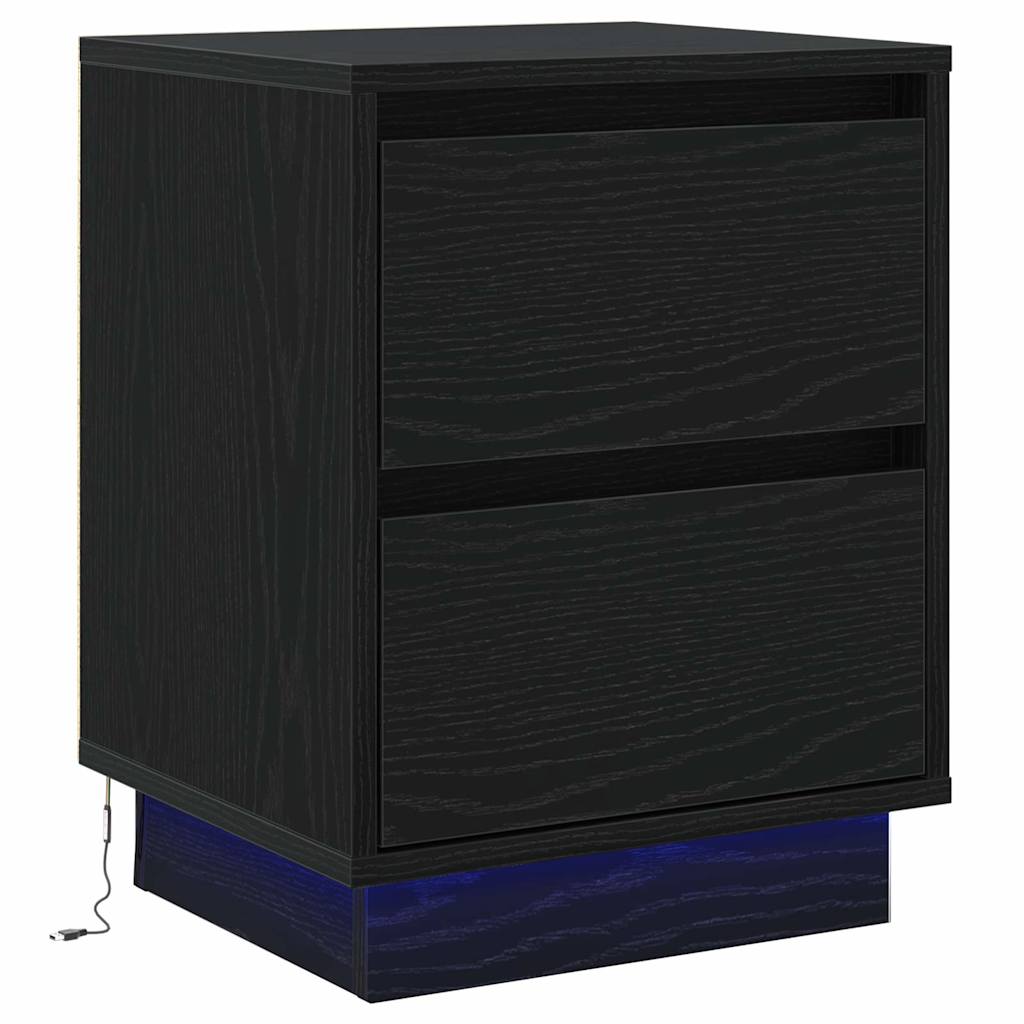 Noćni ormar s ladicama 2 pcs Crni hrast 39 x 34,5 x 50 cm