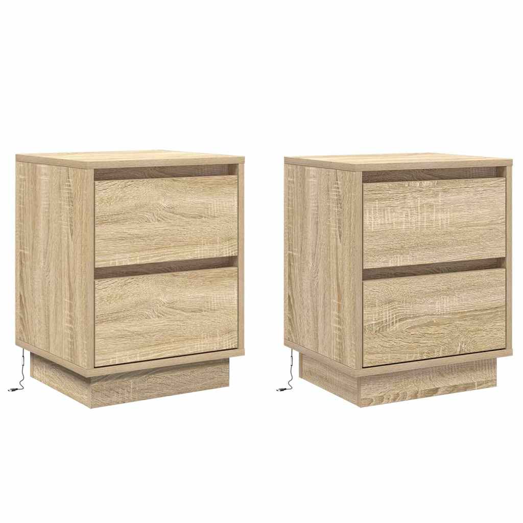 Noćni ormar s ladicama 2 pcs Sonoma hrast 39 x 34,5 x 50 cm