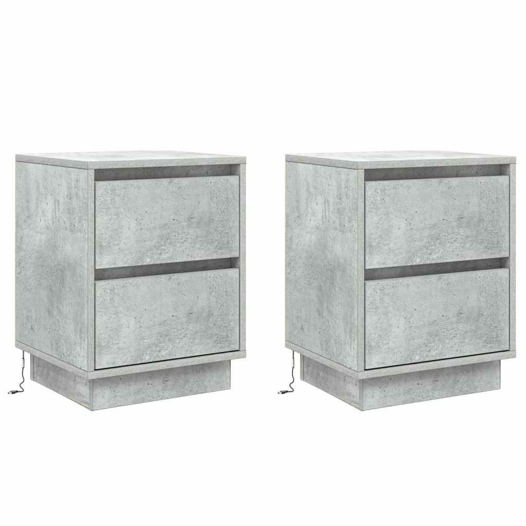 Noćni ormar s ladicama 2 pcs Betonski sivi 39 x 34,5 x 50 cm