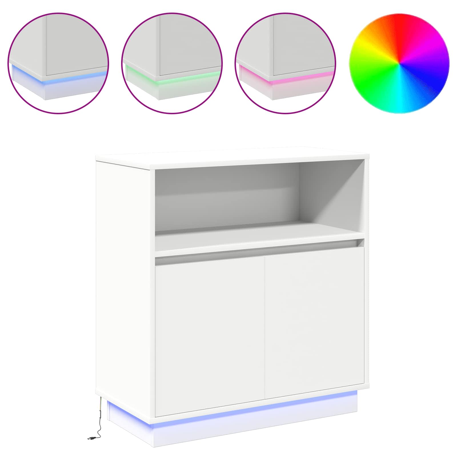 LED komoda Bijelo 71 x 34,5 x 75 cm Konstruirano drvo