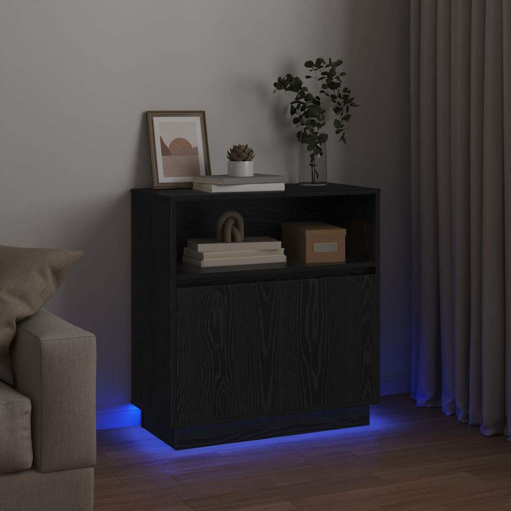 LED komoda Crni hrast 71 x 34,5 x 75 cm Konstruirano drvo
