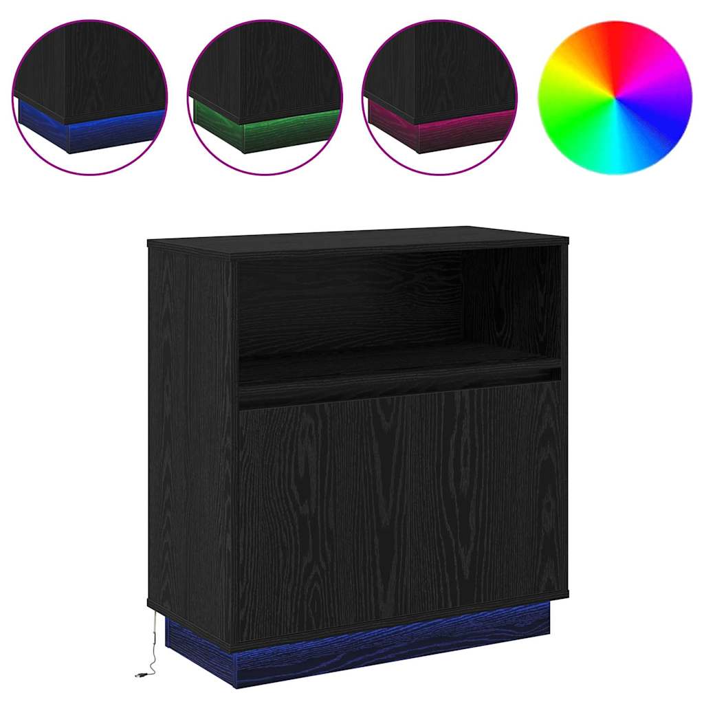 LED komoda Crni hrast 71 x 34,5 x 75 cm Konstruirano drvo