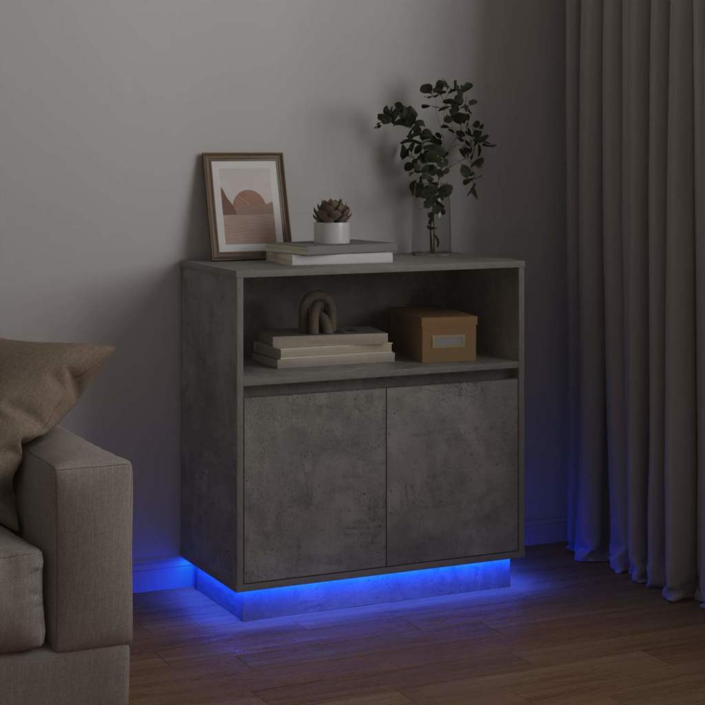 LED komoda Beton siva 71 x 34,5 x 75 cm Konstruirano drvo