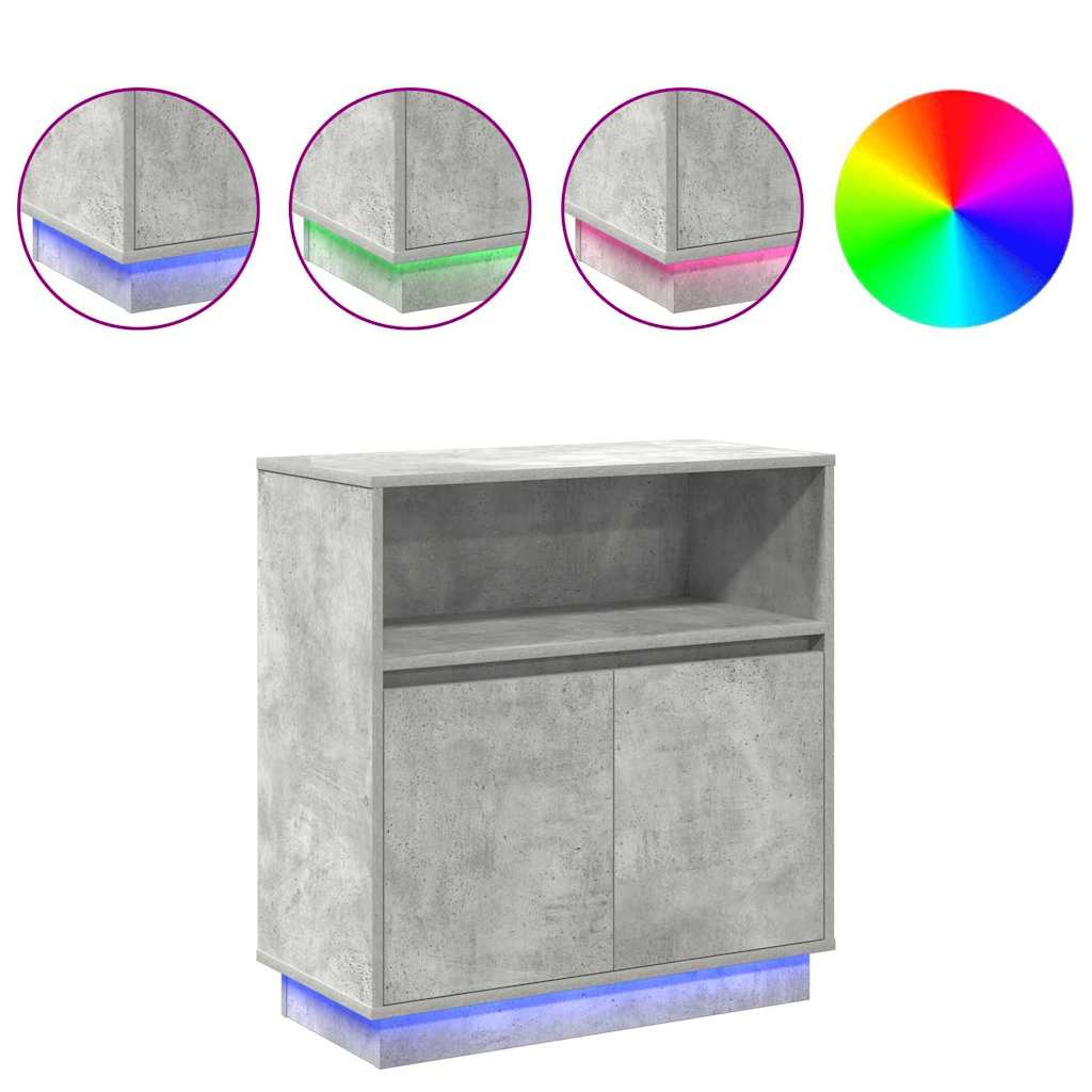 LED komoda Beton siva 71 x 34,5 x 75 cm Konstruirano drvo
