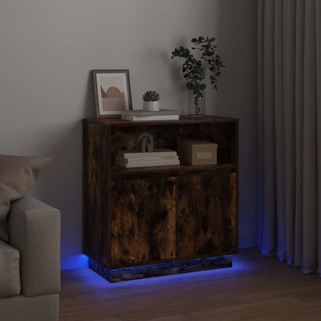 LED komoda Dimljeni hrast 71 x 34,5 x 75 cm Konstruirano drvo