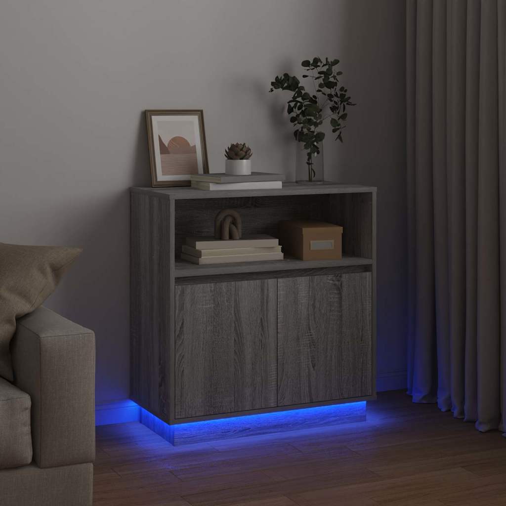 LED komoda Siva Sonoma 71 x 34,5 x 75 cm Konstruirano drvo