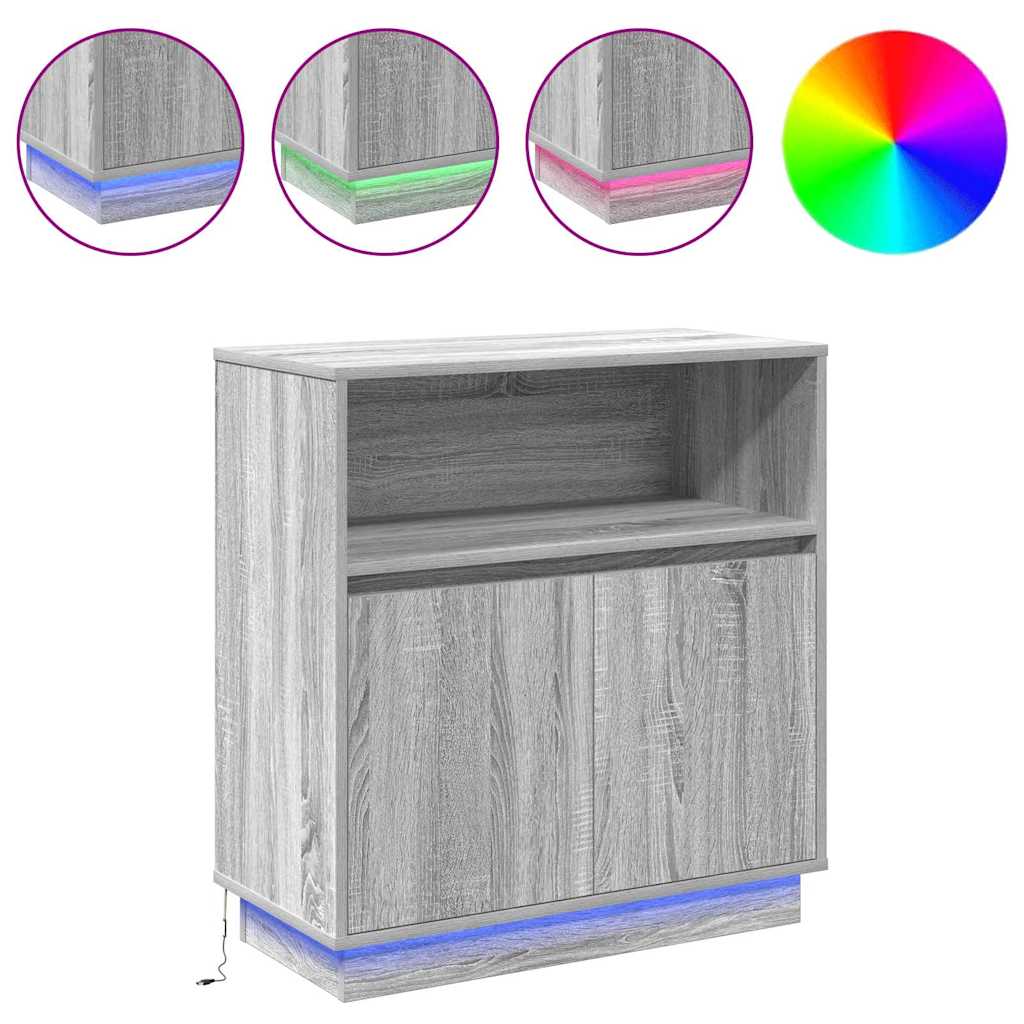 LED komoda Siva Sonoma 71 x 34,5 x 75 cm Konstruirano drvo