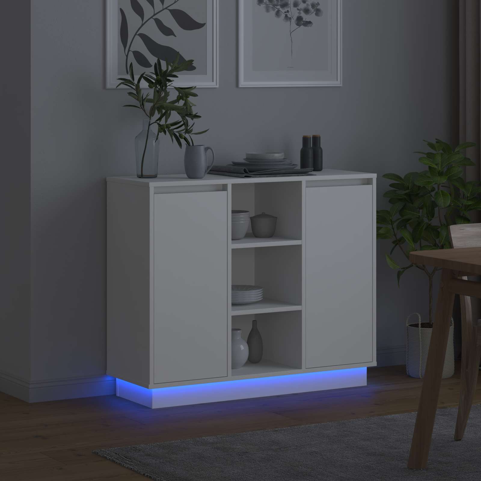 LED komoda Bijelo 90 x 32 x 75 cm Konstruirano drvo
