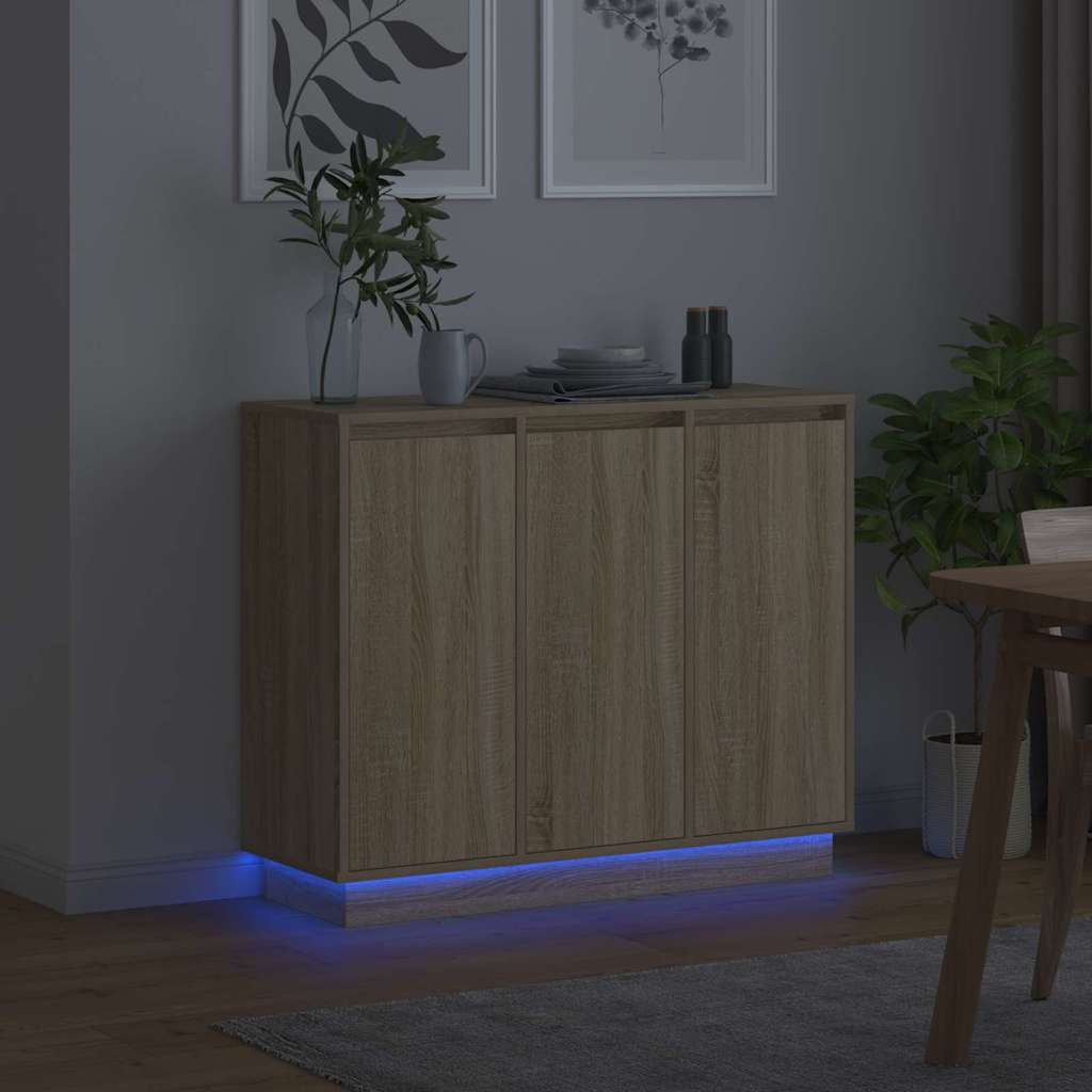 LED komoda Sonoma hrast 90 x 32 x 75 cm Konstruirano drvo