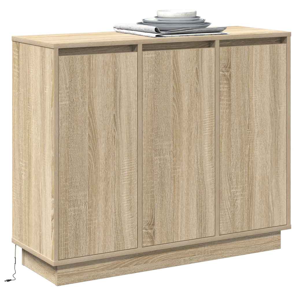 LED komoda Sonoma hrast 90 x 32 x 75 cm Konstruirano drvo