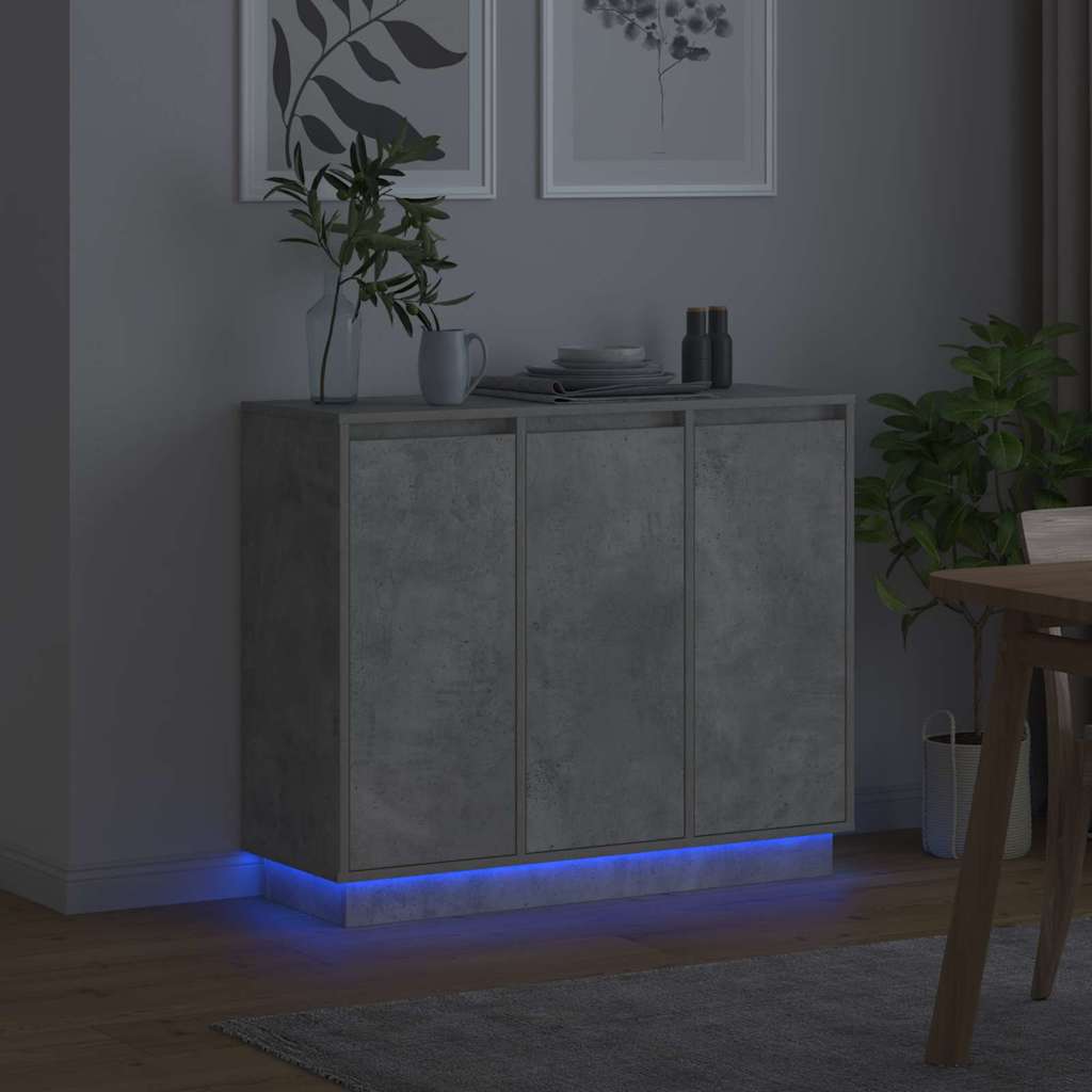 LED komoda Betonski sivi 90 x 32 x 75 cm Konstruirano drvo